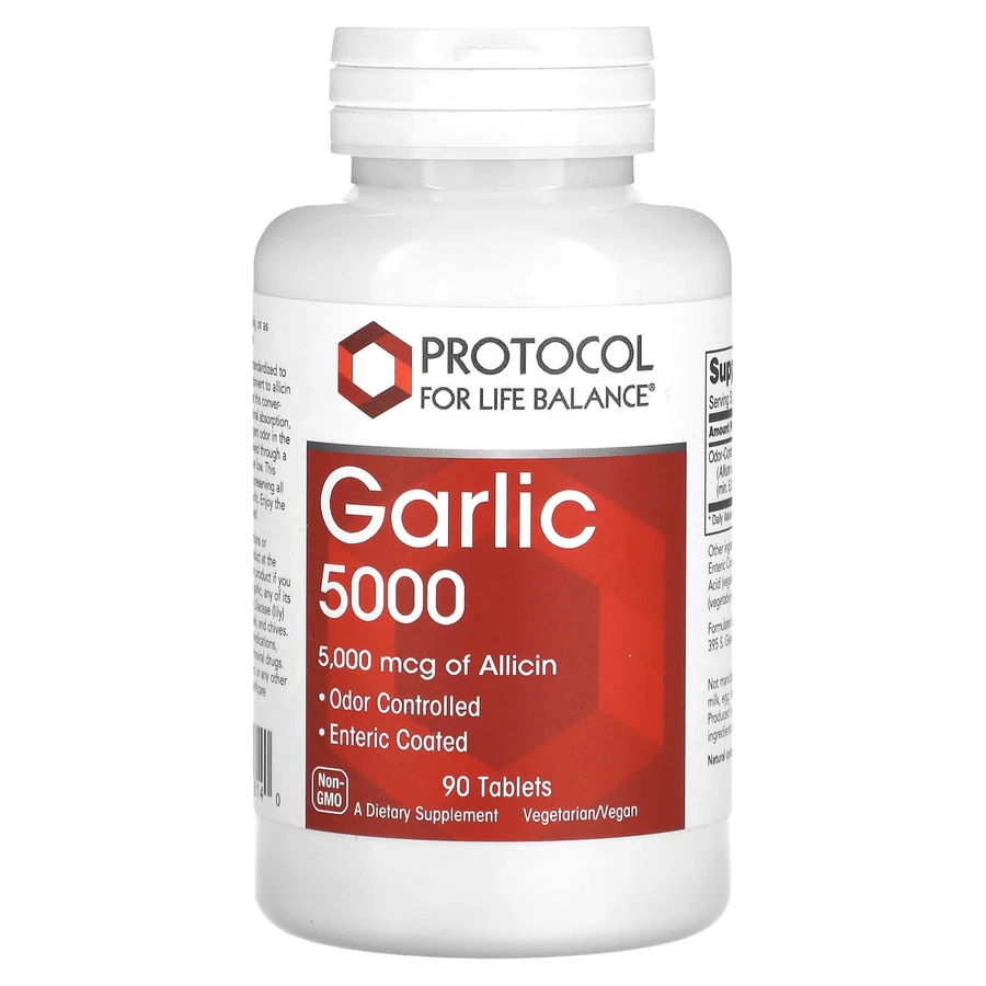 Чеснок 5000, экстракт, Garlic 5000, Protocol for Life Balance, 5000 мкг, 90 веганских таблеток: цены и характеристики