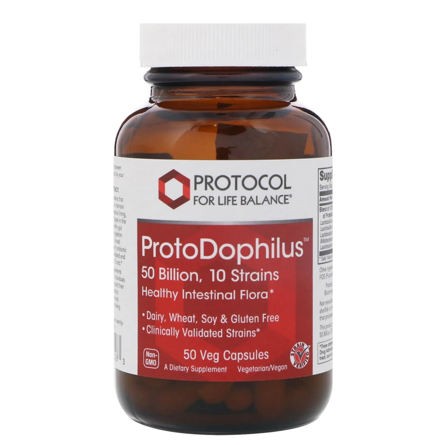 Пробіотик дофілус, ProtoDophilus, Protocol for Life Balance, 50 млрд, 10 штамів, 50 капсул: ціни та характеристики