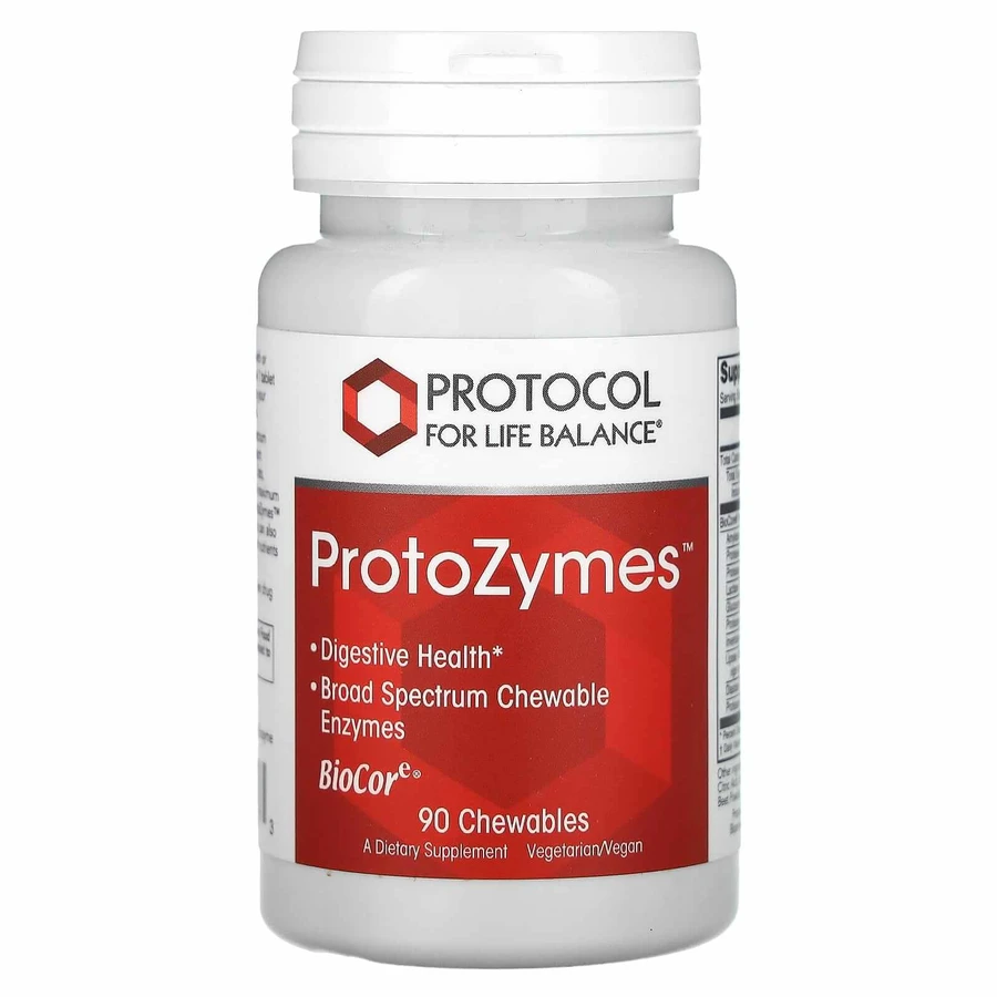 Пищеварительние ферменти широкого спектра, ProtoZymes, Protocol for Life Balance, 90 веганских жевательних таблеток: цены и характеристики