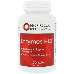 Ферменты бетаин гидрохлорида, Enzymes-HCI, Protocol for Life Balance, 120 капсул