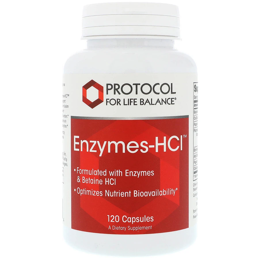 Ферменты бетаин гидрохлорида, Enzymes-HCI, Protocol for Life Balance, 120 капсул: цены и характеристики