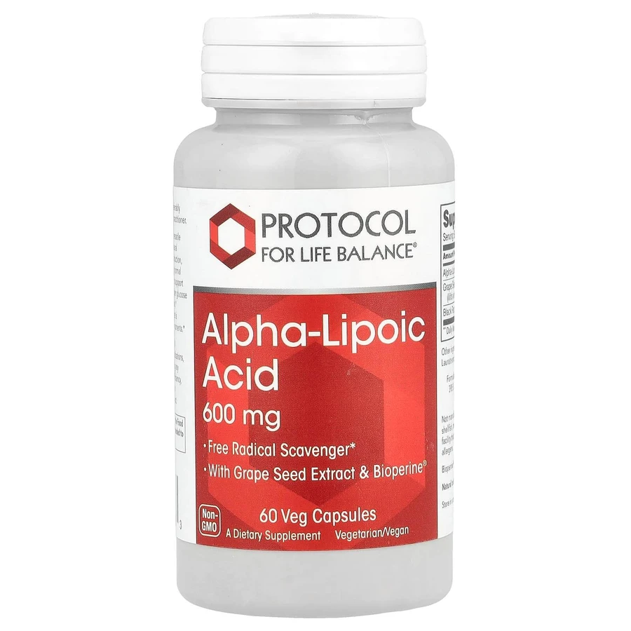 Альфа-липоевая кислота, Alpha-Lipoic Acid, Protocol for Life Balance, 600 мг, 60 капсул: цены и характеристики