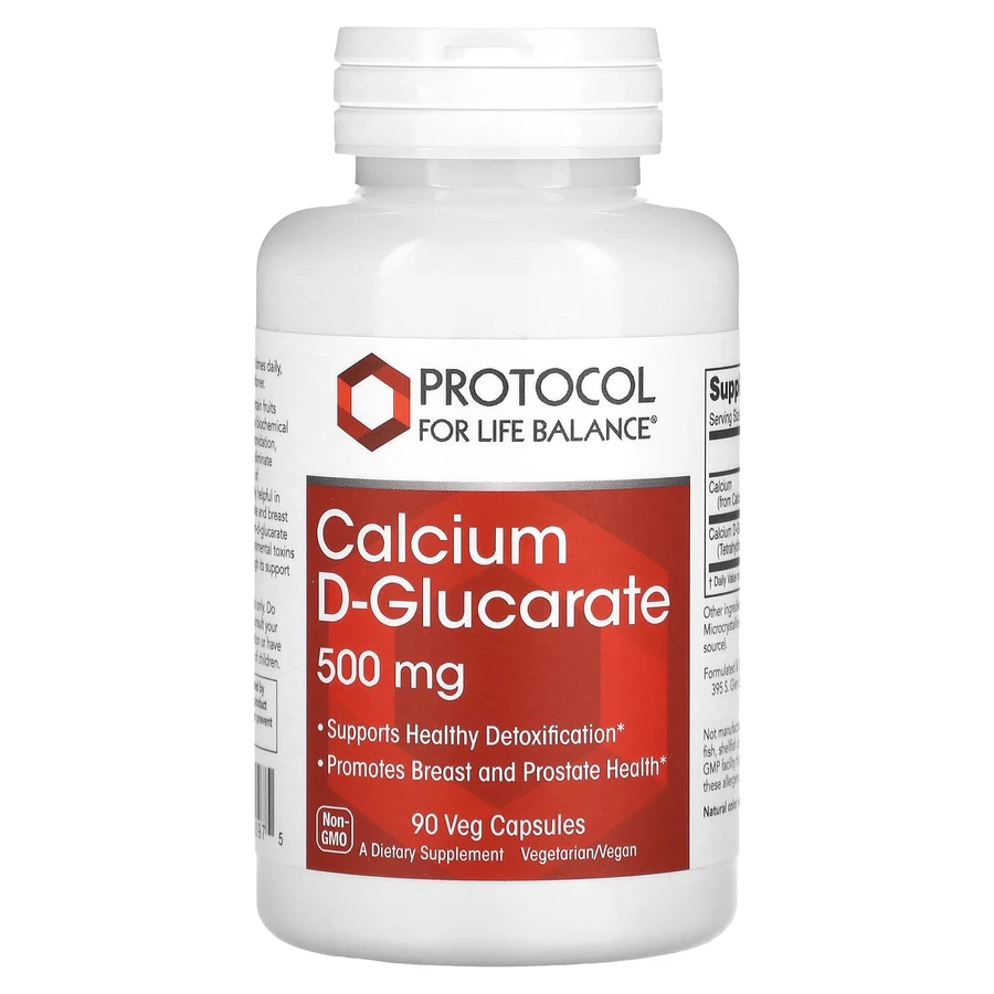 Кальций D-глюкарат, Calcium D-Glucarate, Protocol for Life Balance, 500 мг, 90 вегетарианских капсул: цены и характеристики