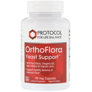 Підтримка кишкової мікрофлори, OrthoFlora Yeast Support, Protocol for Life Balance, 90 капсул