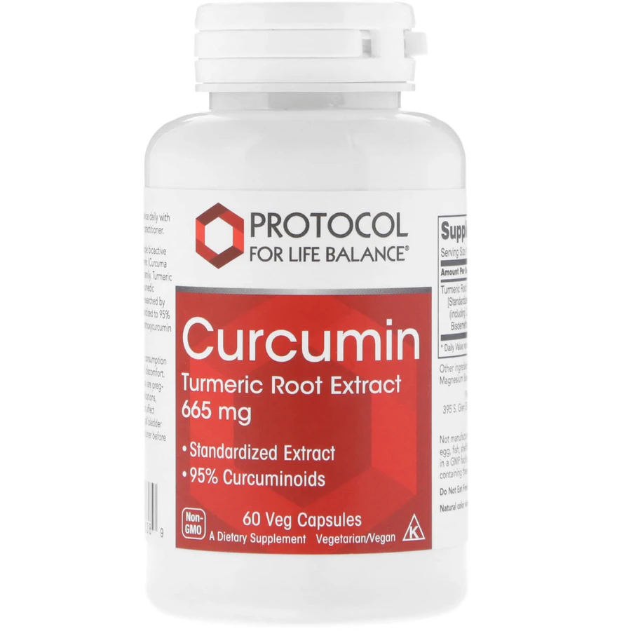 Экстракт корня куркумы, Curcumin Turmeric, Protocol for Life Balance, 665 мг, 60 капсул: цены и характеристики