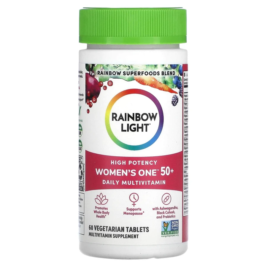 МультиВитамины для женщин 50+, Women's One 50+, Rainbow Light, ежедневные, 60 вегетарианских таблеток: цены и характеристики
