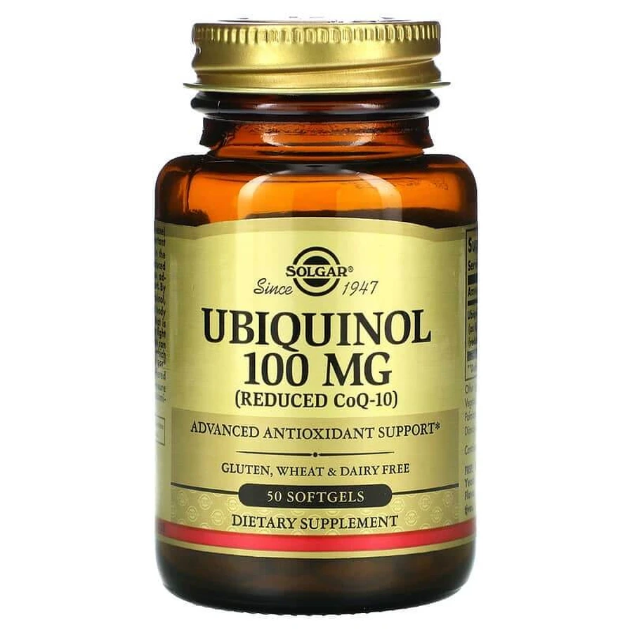 Убіхінол, Ubiquinol, Solgar, знижений вміст CoQ10, 100 мг, 50 гелевих капсул: ціни та характеристики