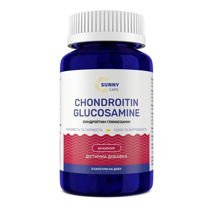 Хондроитин и глюкозамин, Chondroitin та Glucosamine Powerful, Sunny Caps, 60 капсул: цены и характеристики