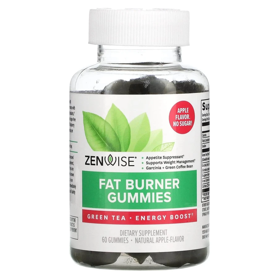 Жироспалювач, Fat Burner Gummies, Zenwise Health, яблуко, 60 жувальних цукерок: ціни та характеристики