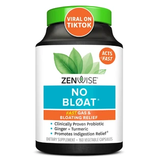 Пробіотик від здуття живота, No Bloat with Clinically Studied DE111 Probiotic, Zenwise Health, щоденний, 160 вегетаріанських капсул