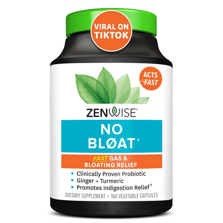 Пробіотик від здуття живота, No Bloat with Clinically Studied DE111 Probiotic, Zenwise Health, щоденний, 160 вегетаріанських капсул: ціни та характеристики