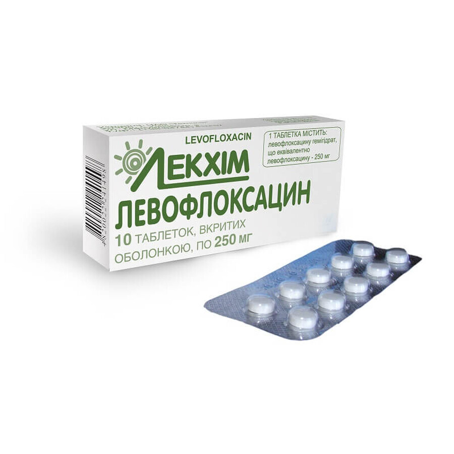 Левофлоксацин табл. в/о 250 мг №10: ціни та характеристики