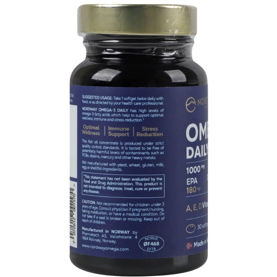 Омега 3 Дейлі Nordway Omega-3 Daily 1000 мг, 30 капсул: ціни та характеристики
