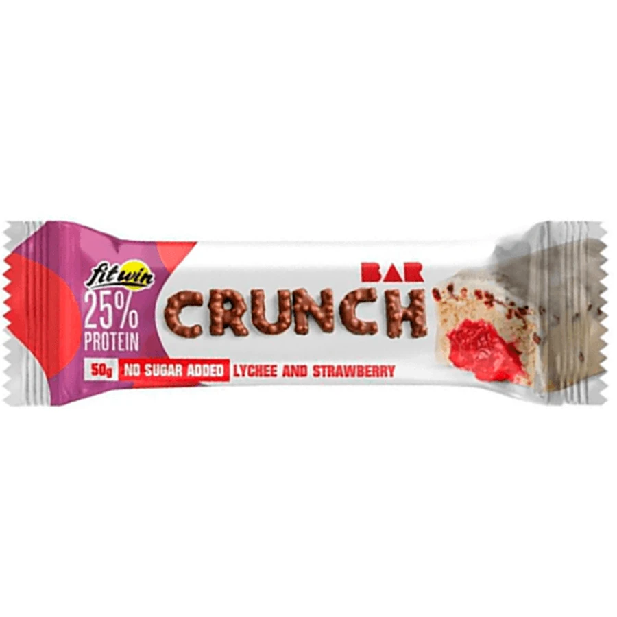 Батончик FitWin Crunch Bar Лічі та Полуниця, 50 г : ціни та характеристики