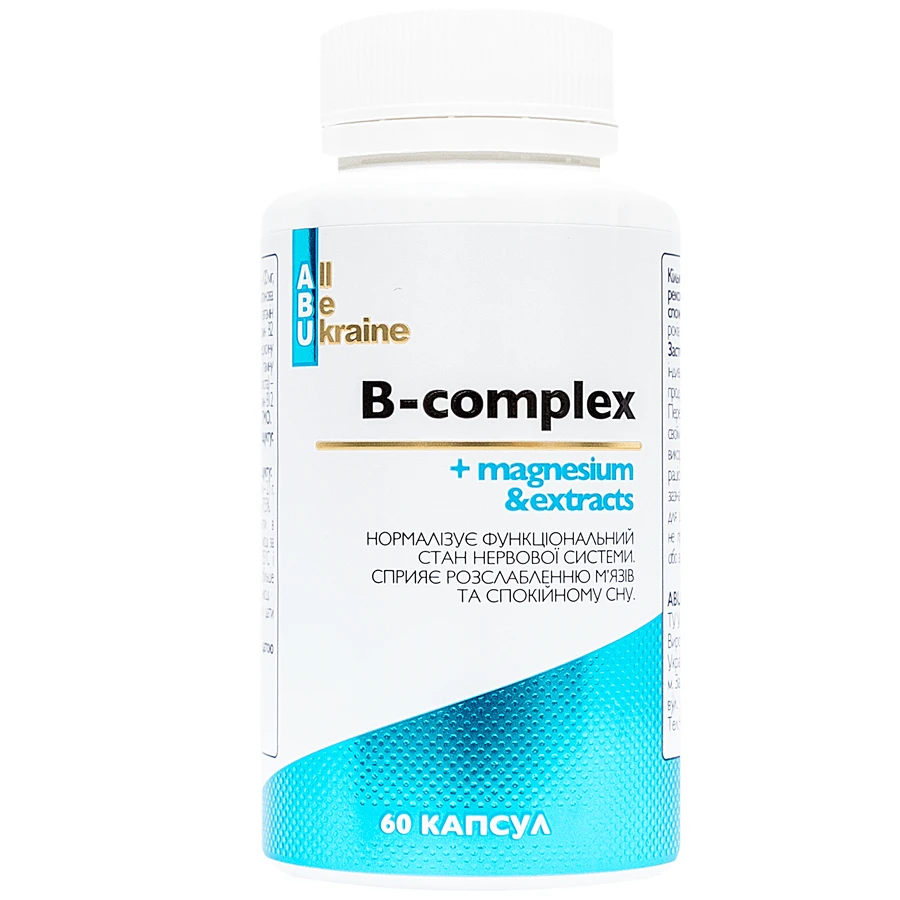 Витамины группы B с магнием, ABU B-complex + Magnesium, 60 капсул: цены и характеристики