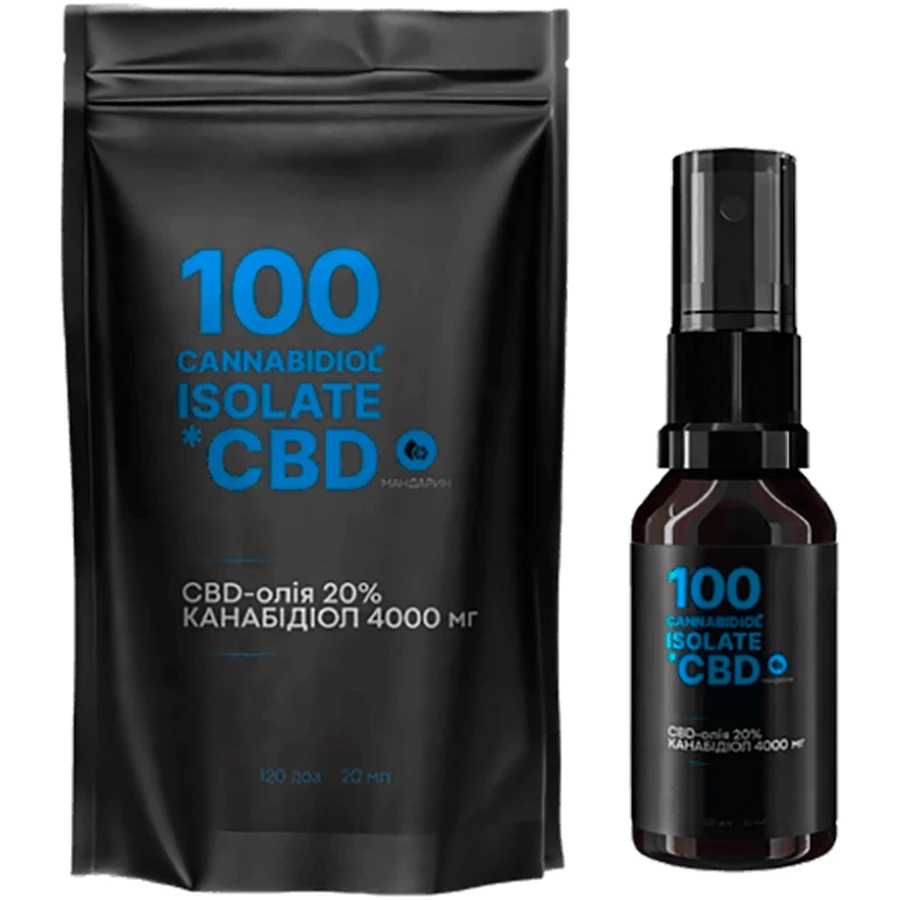 CBD олія Isolate 20%, 4000 мг, 120 доз, 20 мл, мандарин: ціни та характеристики