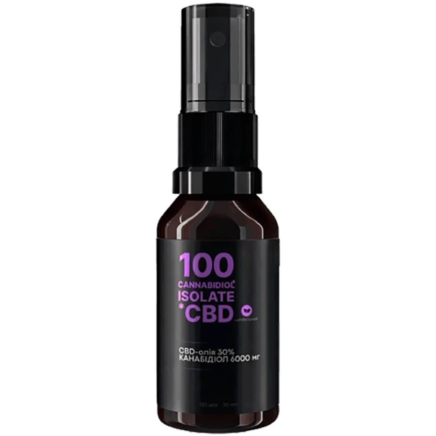 CBD масло Isolate 30%, 6000 мг, 120 доз, 20 мл, натуральный: цены и характеристики