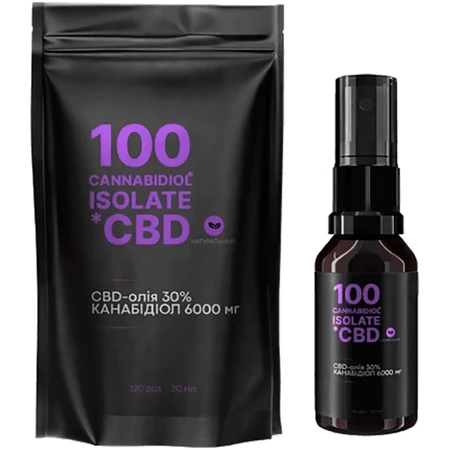CBD масло Isolate 30%, 6000 мг, 120 доз, 20 мл, натуральный: цены и характеристики