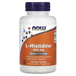 L-гістидин, 600 мг, L-Histidine, Now Foods, 60 вегетаріанських капсул