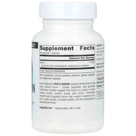 Бор потрійний, 3 мг, Triple Boron, Source Naturals, 100 капсул: ціни та характеристики