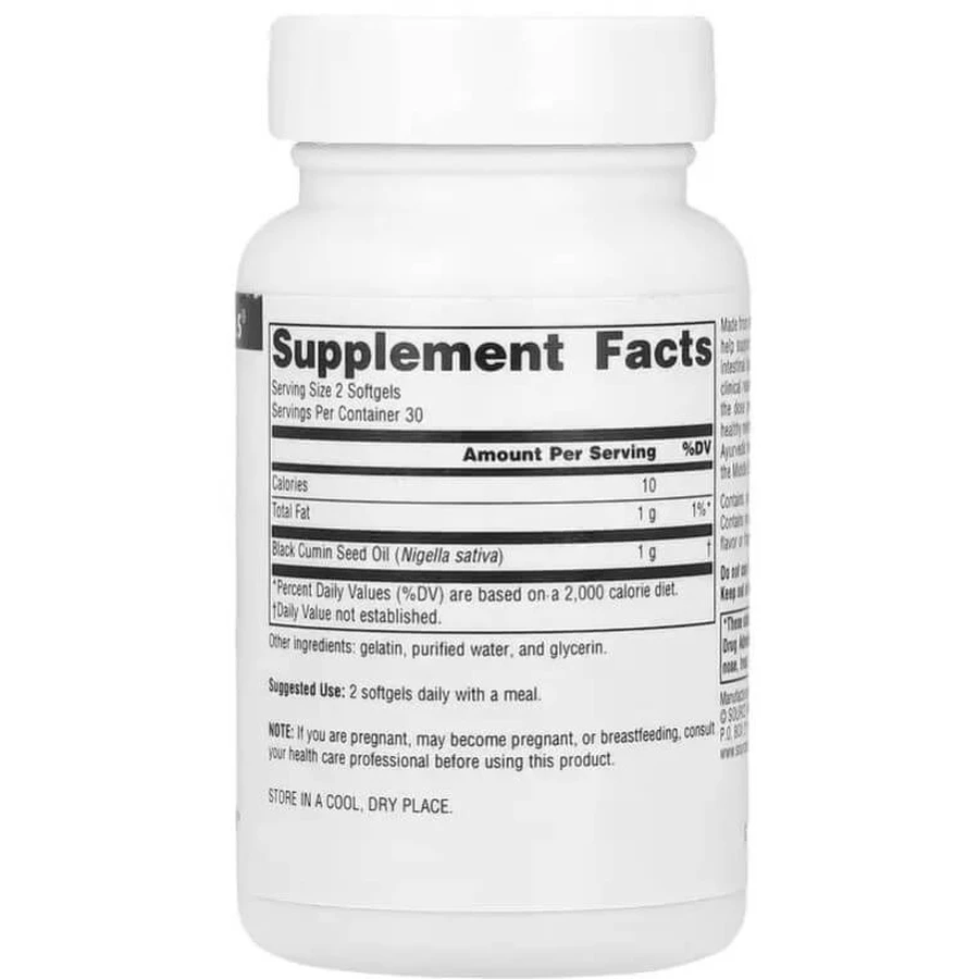 Масло черного тмина, Black Seed Oil, Source Naturals, 60 гелевых капсул: цены и характеристики