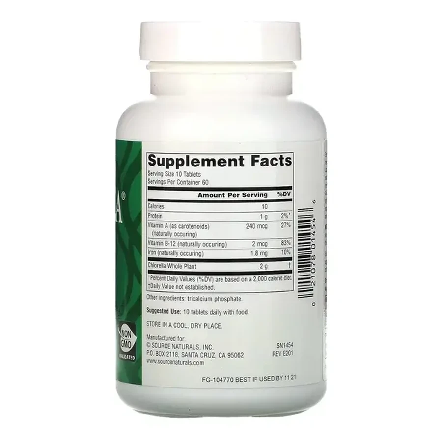 Хлорелла, 200 мг, Yaeyama Chlorella, Source Naturals, 300 таблеток: цены и характеристики