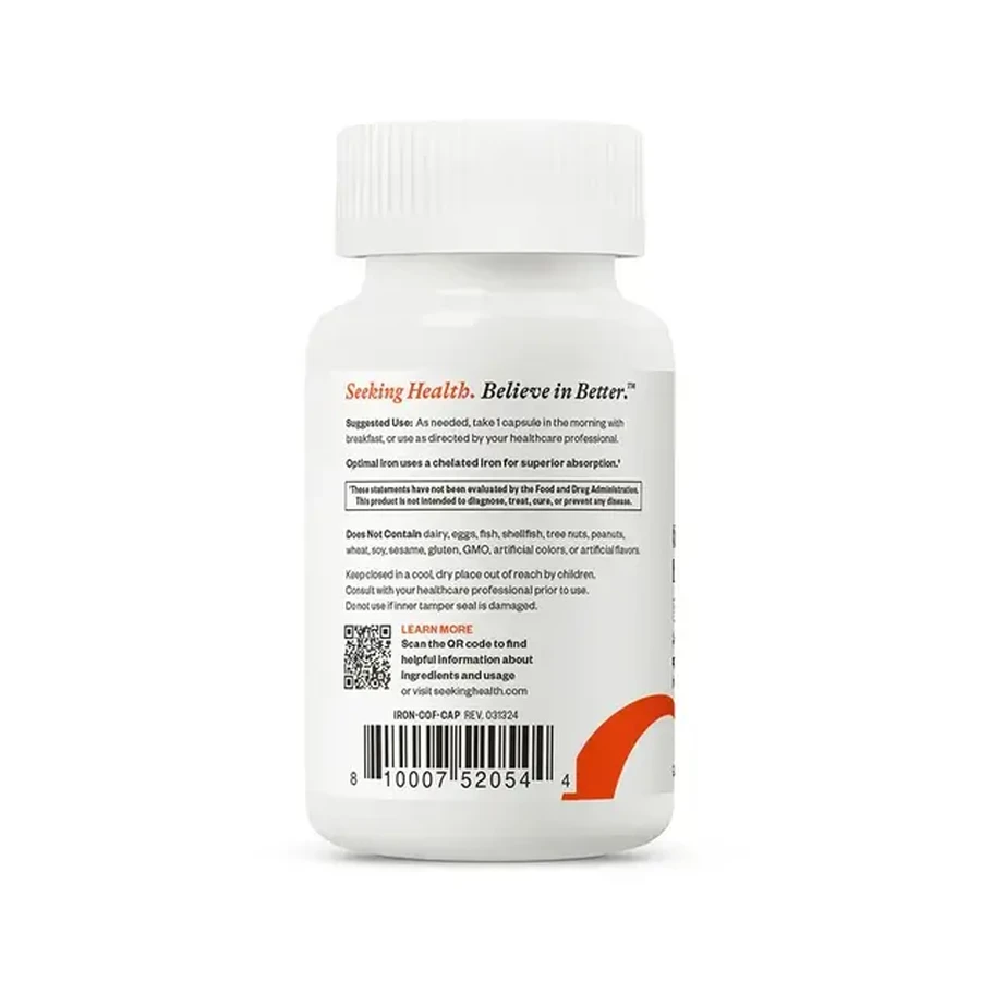 Железо с кофакторами, 29 мг, Optimal Iron With Cofactors, Seeking Health, 90 вегетарианских капсул: цены и характеристики