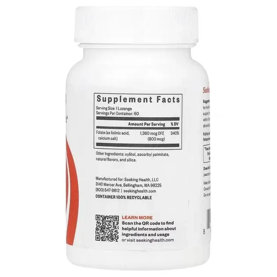 Фолиевая кислота, 800 мкг, Folinic Acid, Seeking Health, 60 леденцов: цены и характеристики