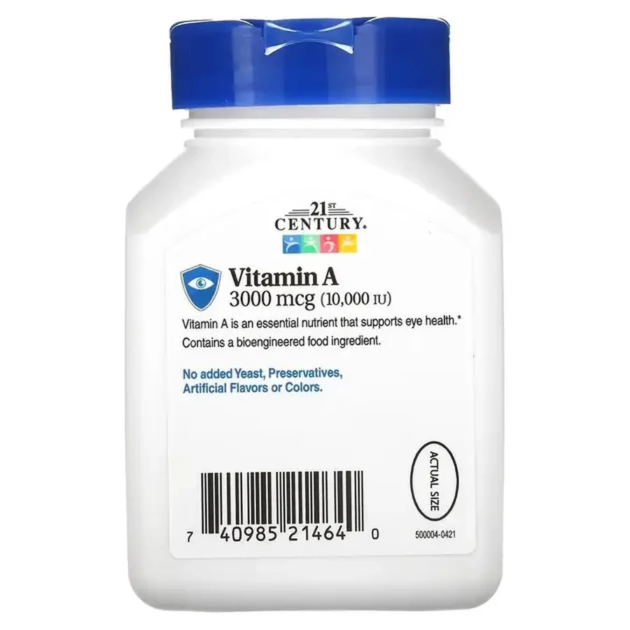 Витамин A, 3000 мкг, (10 000 МО) Vitamin A, 21st Century, 110 гелевых капсул: цены и характеристики