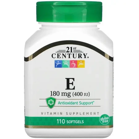 Витамин E, 180 мг, Vitamin E, 21st Century, 110 гелевых капсул: цены и характеристики