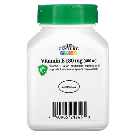 Витамин E, 180 мг, Vitamin E, 21st Century, 110 гелевых капсул: цены и характеристики