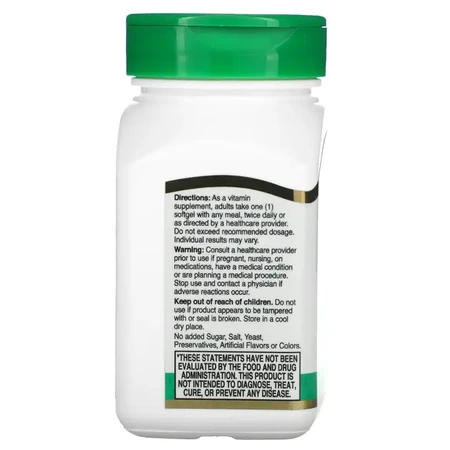 Витамин E, 180 мг, Vitamin E, 21st Century, 110 гелевых капсул: цены и характеристики