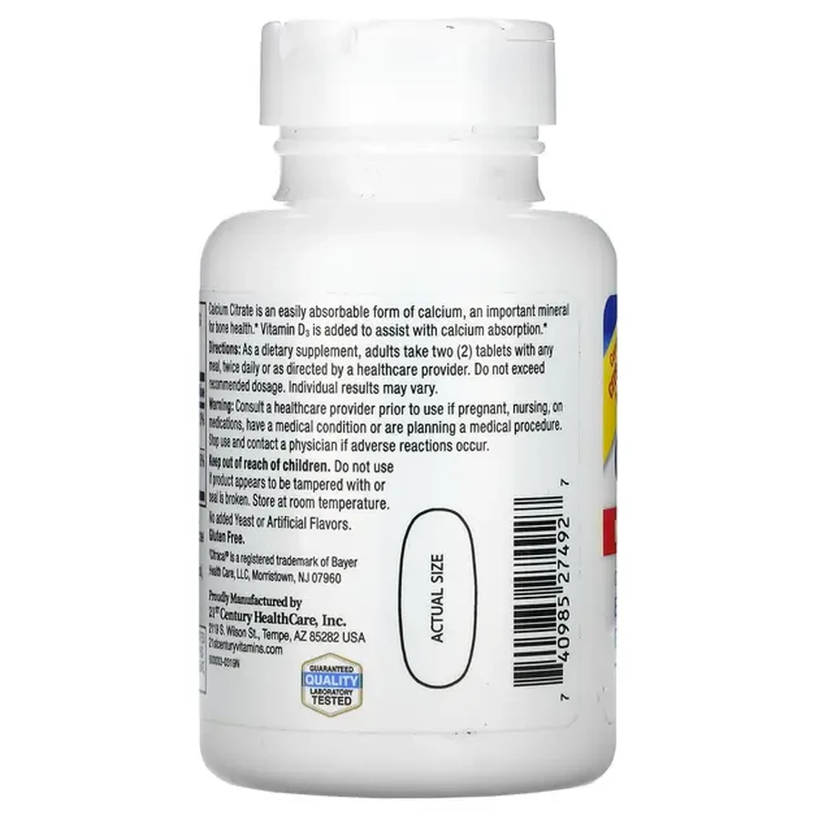 Кальций Цитрат и витамин D3, Calcium Citrate + D3 Maximum, 21st Century, 75 таблеток: цены и характеристики