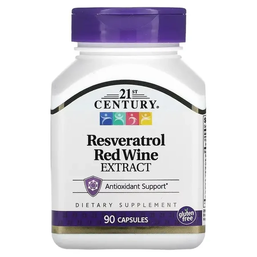 Ресвератрол із екстрактом червоного вина, 200 мг, Resveratrol Red Wine Extract, 21st Century, 90 капсул: ціни та характеристики