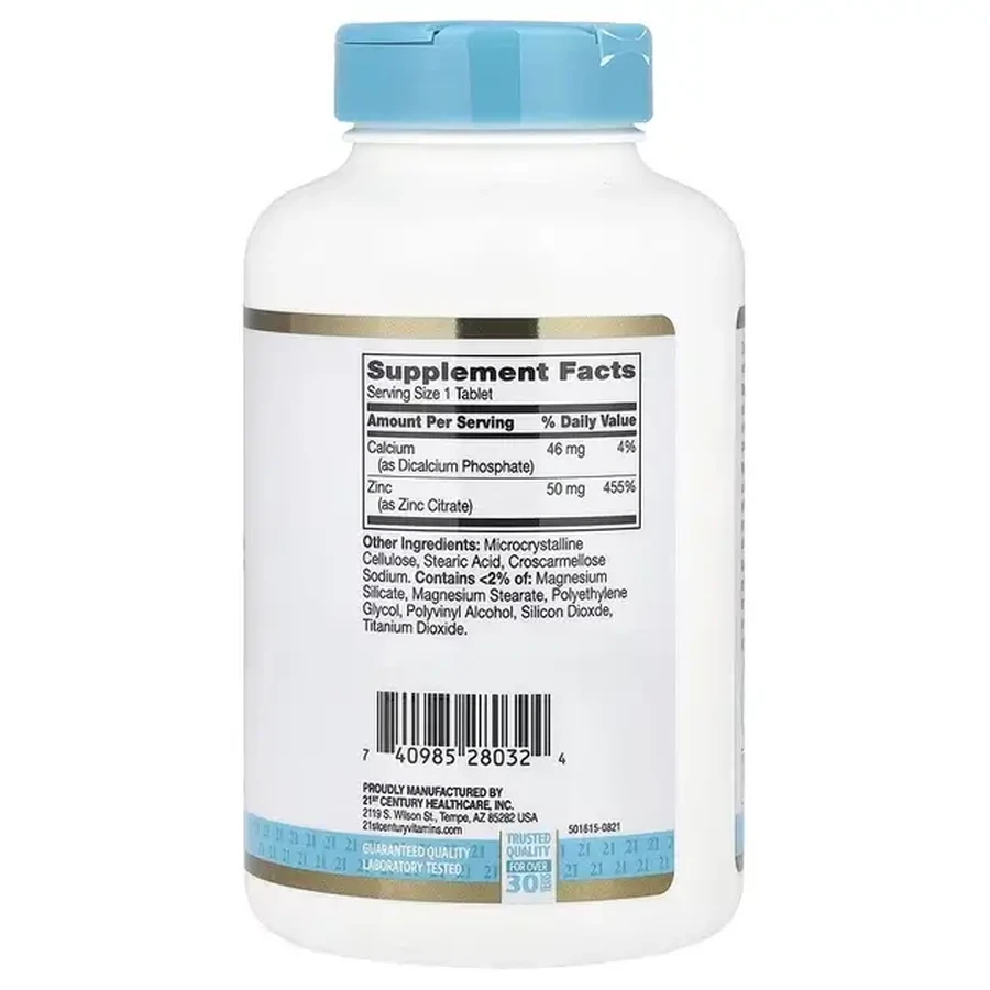 Цитрат Цинку, 50 мг, Zinc Citrate, 21st Century, 360 таблеток: ціни та характеристики