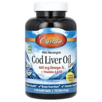 Жир печени норвежской трески, вкус лимона, Wild Norwegian, Cod Liver Oil Gems, Carlson, 150 гелевых капсул: цены и характеристики