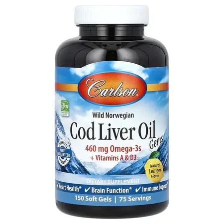 Жир печени норвежской трески, вкус лимона, Wild Norwegian, Cod Liver Oil Gems, Carlson, 150 гелевых капсул: цены и характеристики