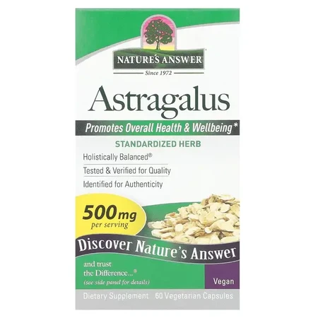 Астрагал, 500 мг, Astragalus, Nature's Answer, 60 вегетаріанських капсул: ціни та характеристики