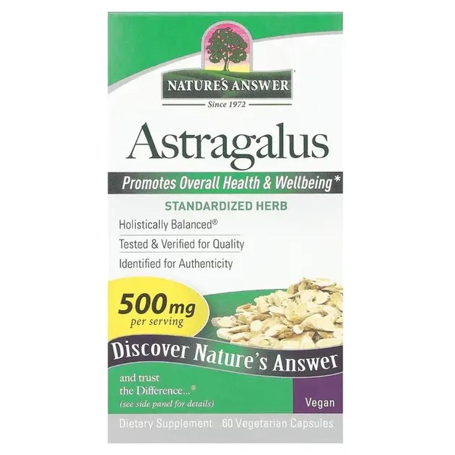 Астрагал, 500 мг, Astragalus, Nature's Answer, 60 вегетаріанських капсул: ціни та характеристики