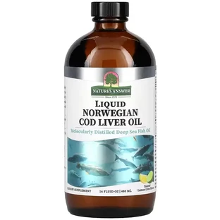 Жир Печінки Дикої Норвезької Тріски, смак лимон-лайм, Liquid Norwegian Cod Liver Oil, Nature's Answer, 480 мл
