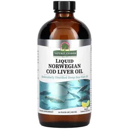 Жир Печінки Дикої Норвезької Тріски, смак лимон-лайм, Liquid Norwegian Cod Liver Oil, Nature's Answer, 480 мл: ціни та характеристики