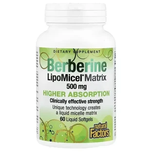 Берберин, Berberine LipoMicel Matrix, Natural Factors, 60 гелевих капсул