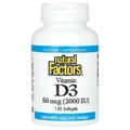 Витамин D3, 50 мкг 2000 МЕ, Vitamin D3, Natural Factors, 120 гелевых капсул