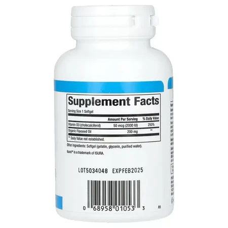 Витамин D3, 50 мкг 2000 МЕ, Vitamin D3, Natural Factors, 120 гелевых капсул: цены и характеристики