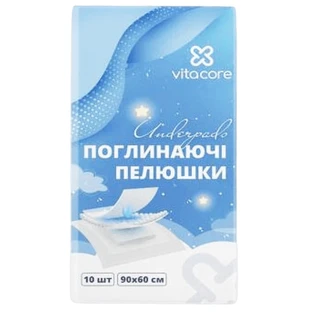 Пелюшки VitaCore поглинаючі одноразові, 90 x 60 см, 10 шт
