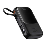Baseus Qpow Pro+ 10000mAh 22.5W powerbank cu cablu USB-C integrat și display - negru