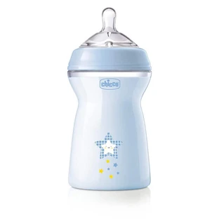 Пляшечка Chicco NaturalFeeling з соскою, що швидко витікає, 6м+, синя, 330 мл