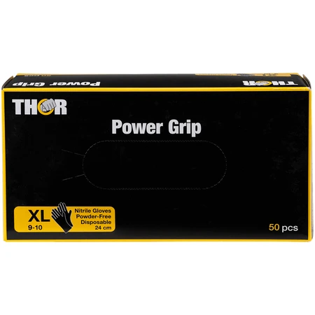 Thor Power Grip, mănuși din nitril, nesterile, fără pudră, negre, mărimea XL, 50 bucăți: цены и характеристики