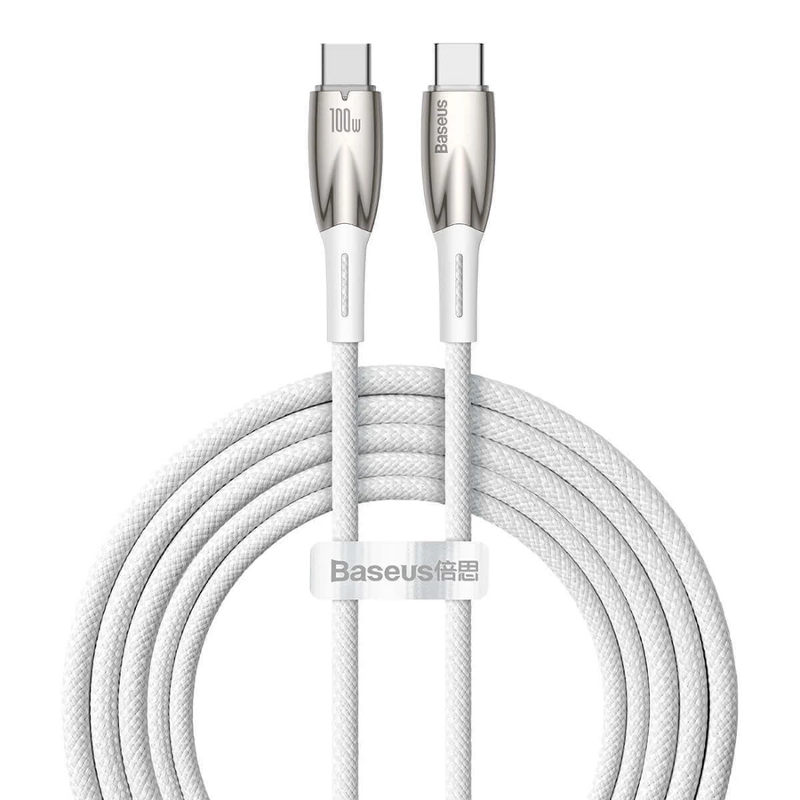 Cablu Baseus CADH000802 USB-C - USB-C PD 100W 5A 480Mbps 2m - alb: цены и характеристики