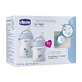 Chicco NaturalFeeling Set flacon 150ml 0m+ + flacon 250ml 2m+ + tetină PhysioForma Comfort 0m+ Albastru